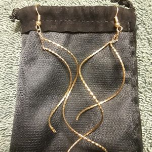 Gold spiral dangle earrings